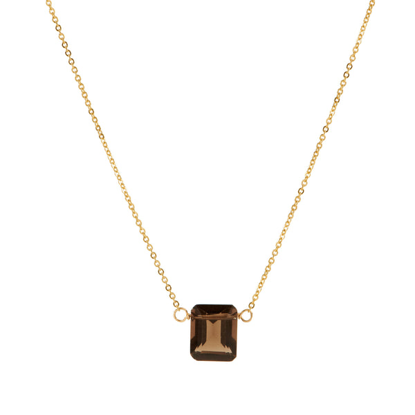 This eye-catching smoky quartz stone is perfect for everyday wear or paired with a copper-toned cocktail dress. Its faceted, emerald cut design reflects the light in the most beautiful way and is sure to bring unending compliments.