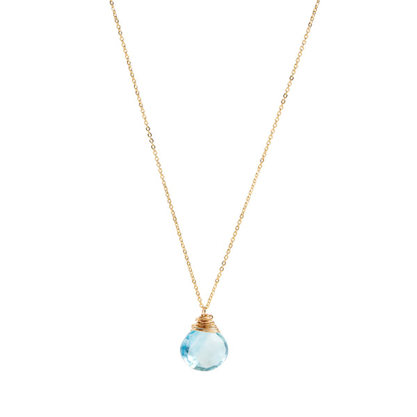 Large Gem Drop Necklace - Swiss Blue Topaz Pear