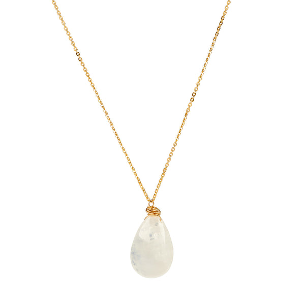 Rainbow Moonstone Gem Drop Necklace