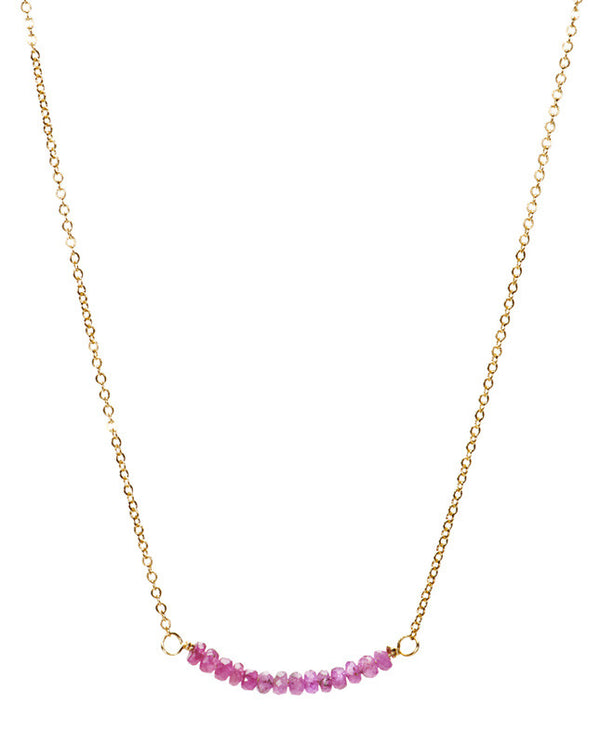 Bar Necklace - Pink Sapphire