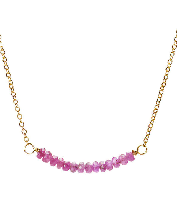 Bar Necklace - Pink Sapphire