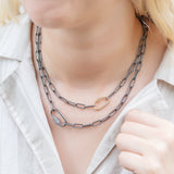 Oxidized Silver Paperclip Necklace