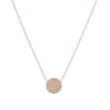 Pave Diamond Disc Necklace - Petite