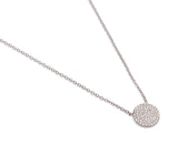 Pave Diamond Disc Necklace - Petite