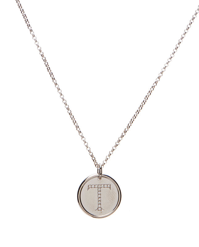 Diamond Initial Disk Necklace