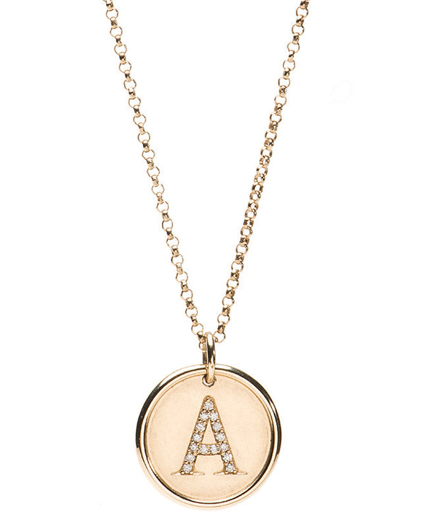 Diamond Initial Disk Necklace