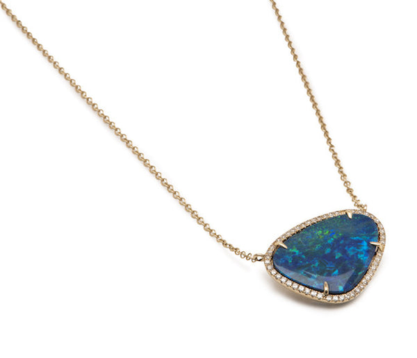 Blue Opal & Diamond Necklace