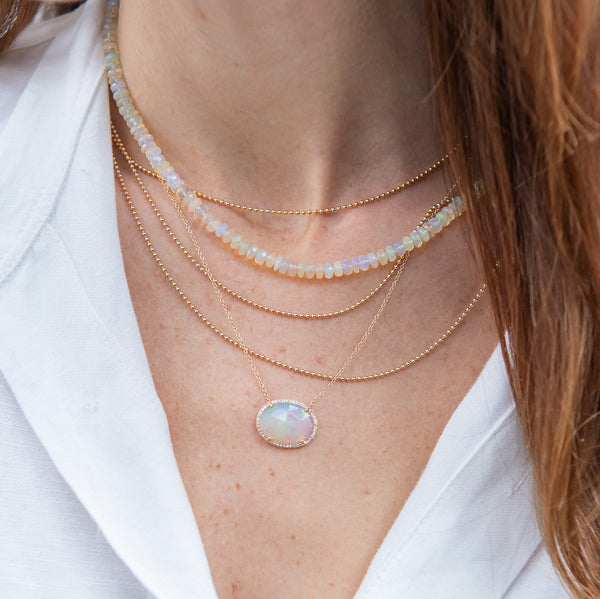 White Opal & Diamond Necklace