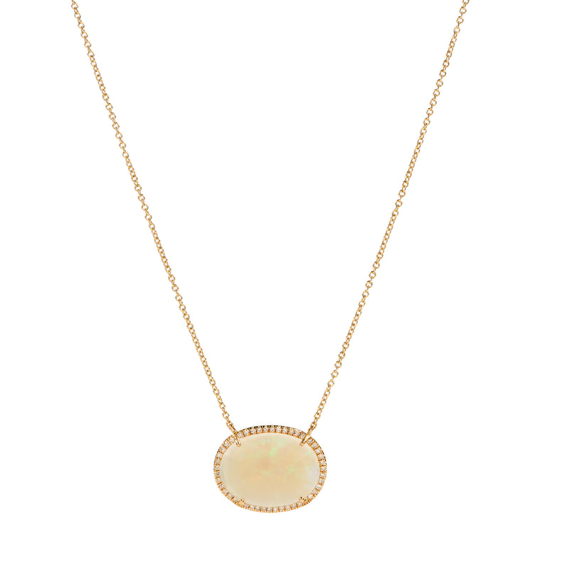 White Opal & Diamond Necklace