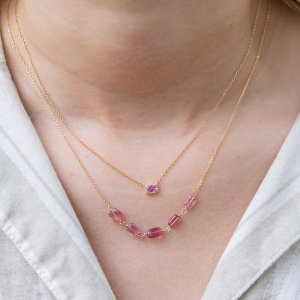 Station Necklace - Pink Tourmaline