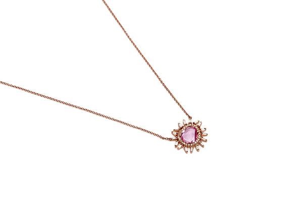 Regents Necklace - Pink Sapphire & 14k RG