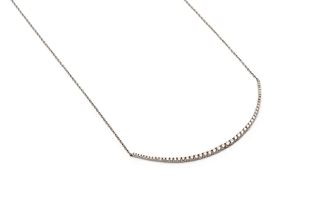 Diamond Crescent Necklace - Silver