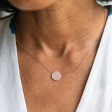 Pave Diamond Disc Necklace - Medium