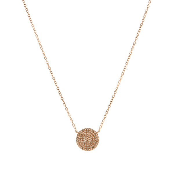 Pave Diamond Disc Necklace - Medium