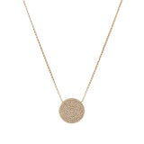 Pave Diamond Disc Necklace - Large