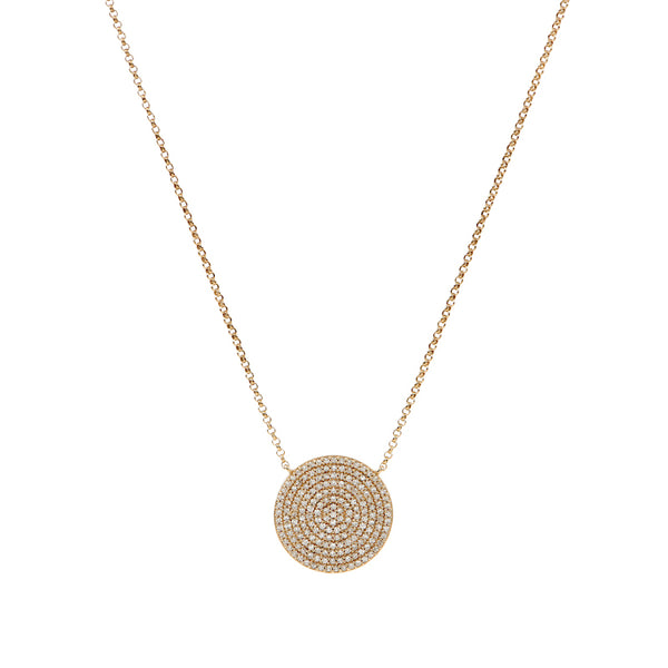 Pave Diamond Disc Necklace - Large