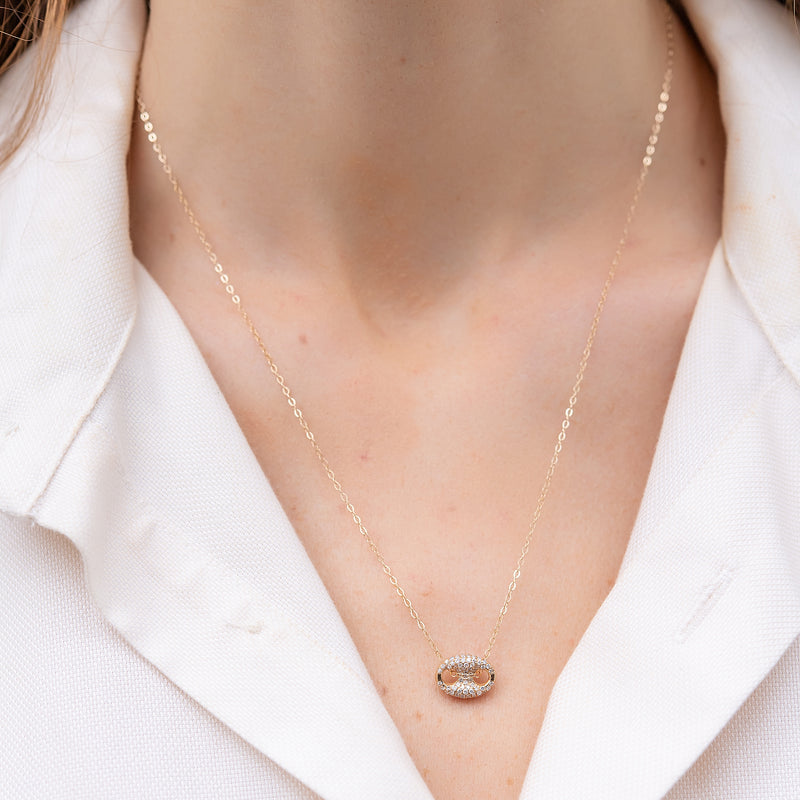 Pave Diamond Link Necklace