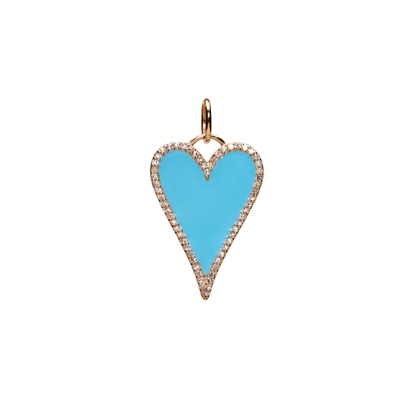 Heart Pendant -  Diamond & Turquoise