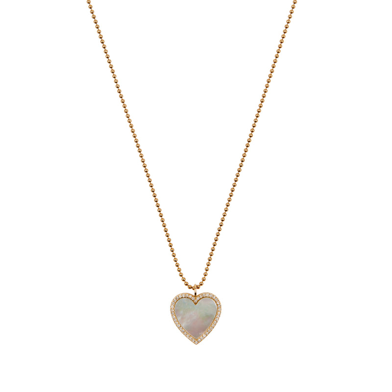 Diamond Heart Pendant - Mother of Pearl