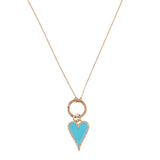 Heart Pendant -  Diamond & Turquoise