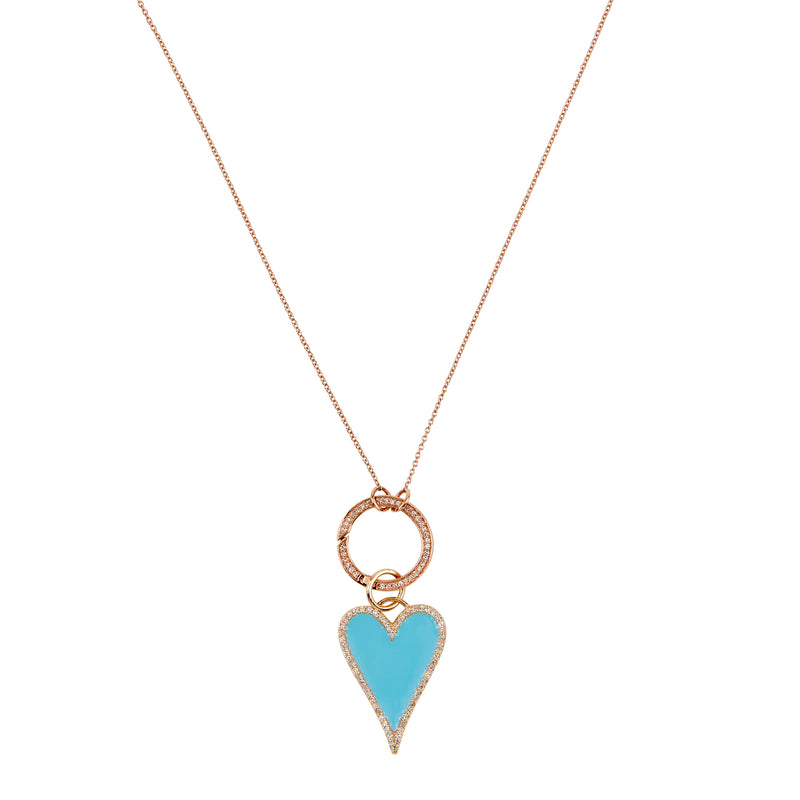 Heart Pendant -  Diamond & Turquoise