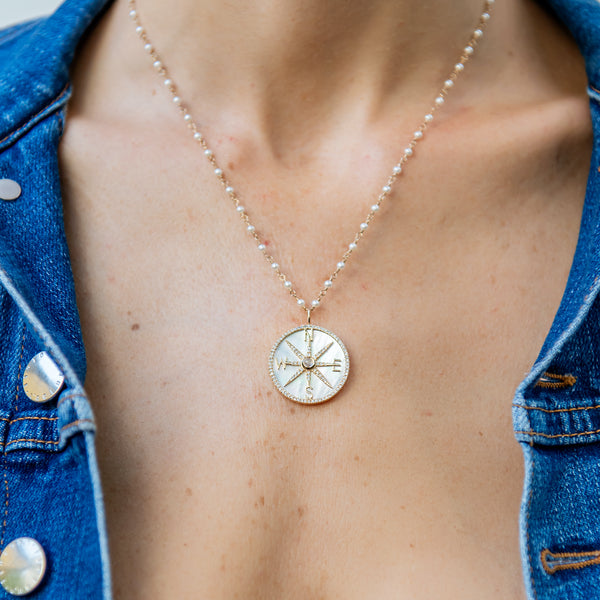 Compass Pendant - Mother of Pearl