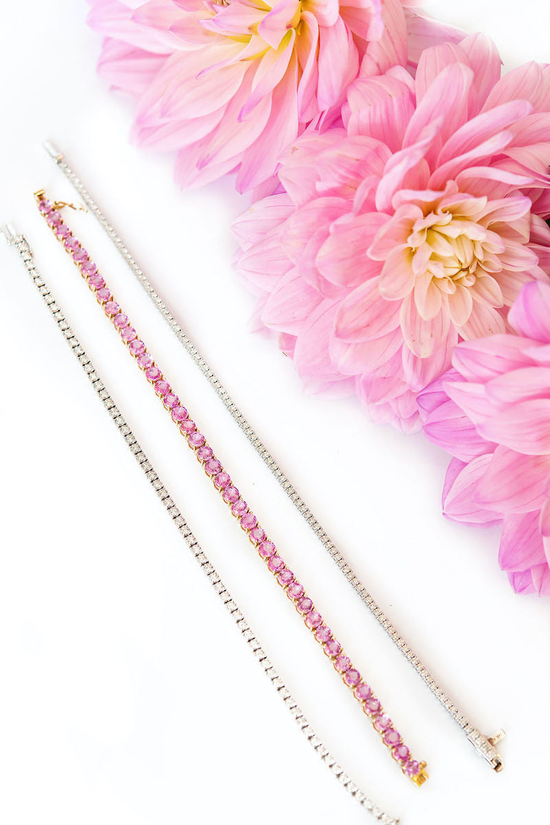 Pink Sapphire Tennis Bracelet 14kYG