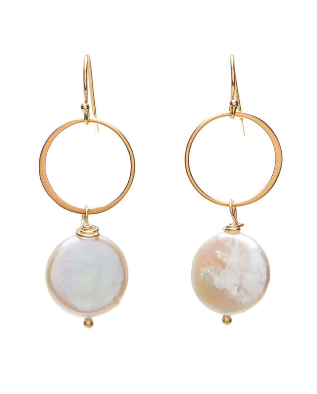 Rutherford Earrings - Coin Pearl