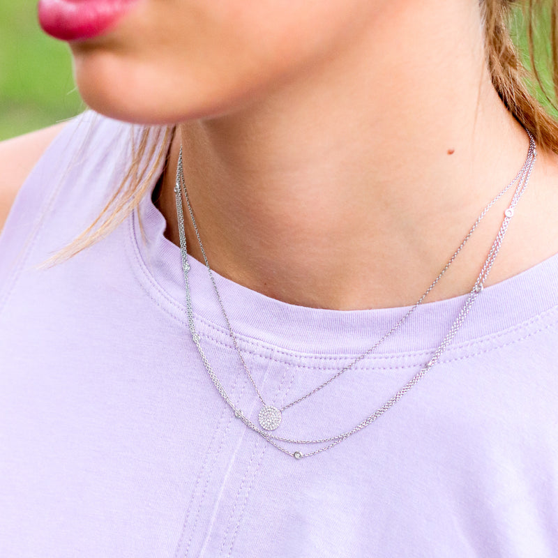 Diamond Station Necklace - Double Strand