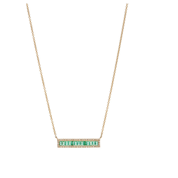 Emerald Baguette Bar Necklace - Large